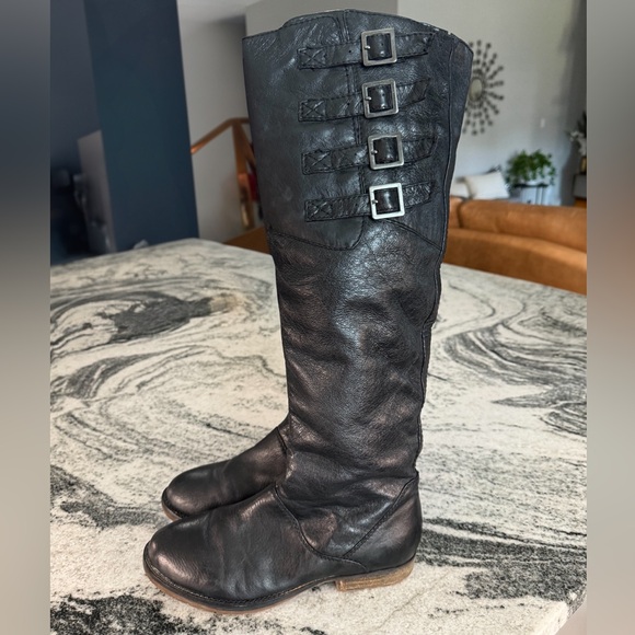 Steve Madden Knee High Black Leather Riding Boots Women's Size 8.5 - Picture 3 of 11